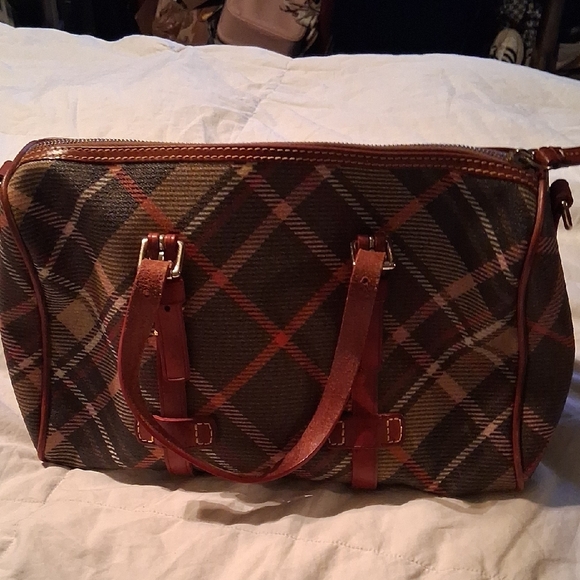 Dooney And Bourke Nwot Plaid Leather Trim Bag - Picture 3 of 13